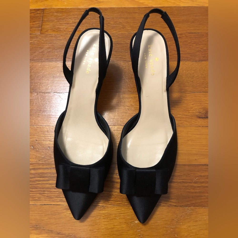 Kate Spade Black Slingback Heels with Bow
